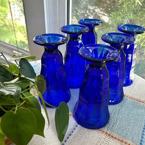 Set of 6 Anchor Hocking Cobalt Blue Fountainware Tall Parfait / Float Glasses - Picture 4 of 12